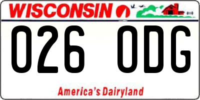 WI license plate 026ODG