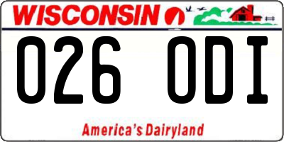 WI license plate 026ODI