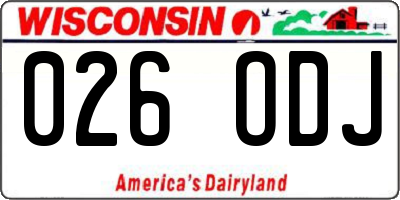 WI license plate 026ODJ