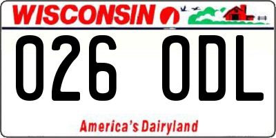 WI license plate 026ODL
