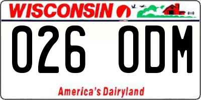 WI license plate 026ODM