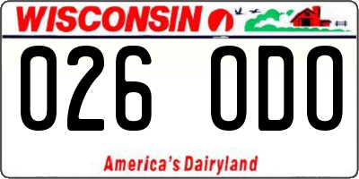 WI license plate 026ODO