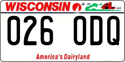WI license plate 026ODQ