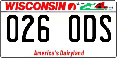 WI license plate 026ODS