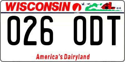 WI license plate 026ODT