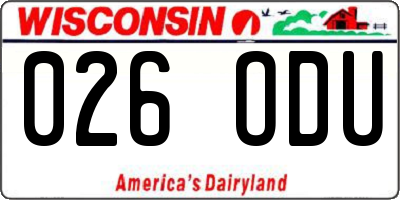 WI license plate 026ODU