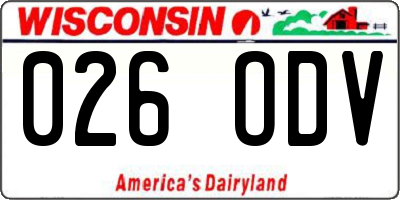 WI license plate 026ODV