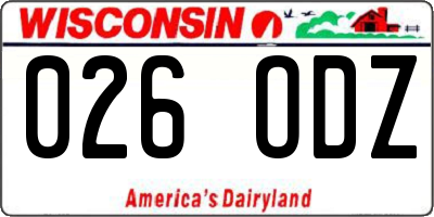 WI license plate 026ODZ