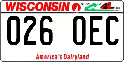 WI license plate 026OEC