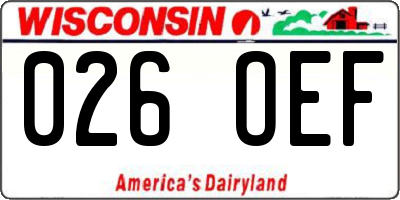 WI license plate 026OEF