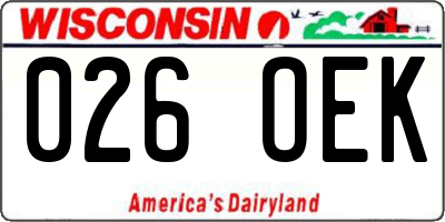 WI license plate 026OEK