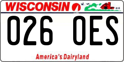 WI license plate 026OES