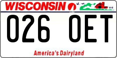 WI license plate 026OET