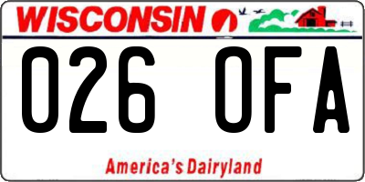 WI license plate 026OFA