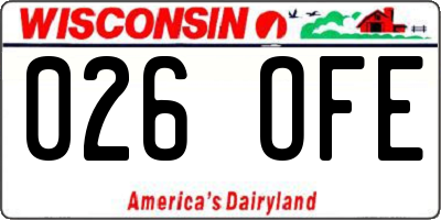 WI license plate 026OFE
