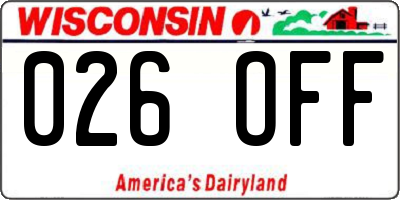WI license plate 026OFF