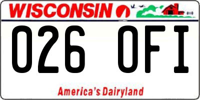 WI license plate 026OFI