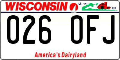 WI license plate 026OFJ