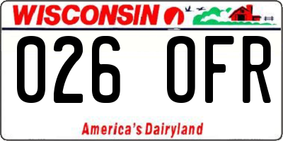 WI license plate 026OFR