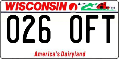 WI license plate 026OFT