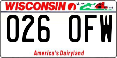 WI license plate 026OFW