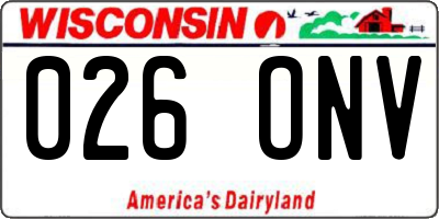 WI license plate 026ONV