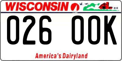 WI license plate 026OOK