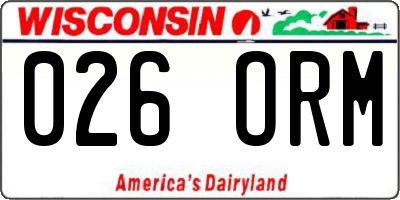 WI license plate 026ORM