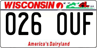 WI license plate 026OUF