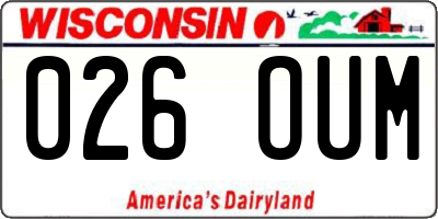 WI license plate 026OUM