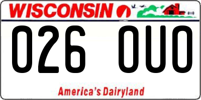 WI license plate 026OUO