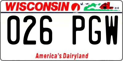 WI license plate 026PGW