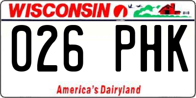 WI license plate 026PHK