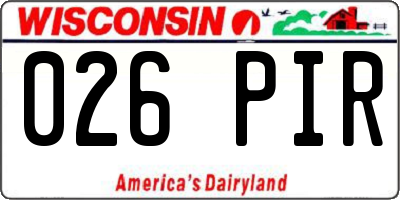 WI license plate 026PIR