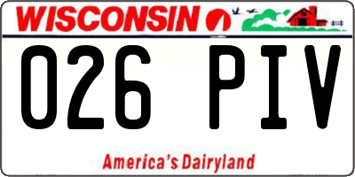 WI license plate 026PIV