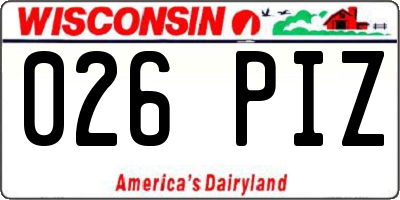 WI license plate 026PIZ