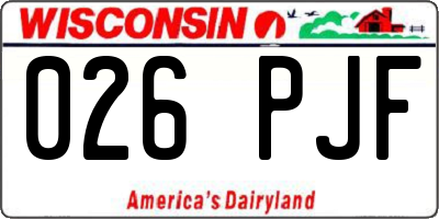 WI license plate 026PJF