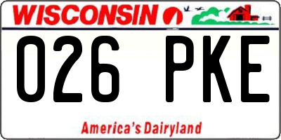 WI license plate 026PKE