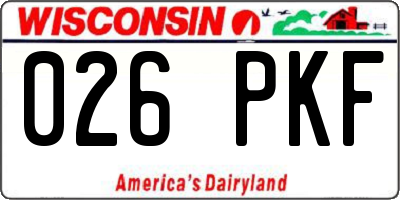 WI license plate 026PKF