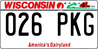 WI license plate 026PKG
