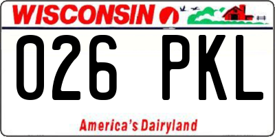 WI license plate 026PKL