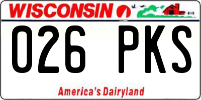 WI license plate 026PKS