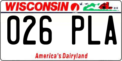 WI license plate 026PLA