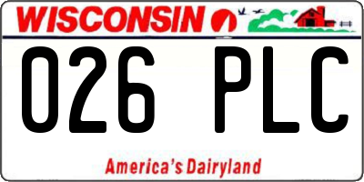 WI license plate 026PLC