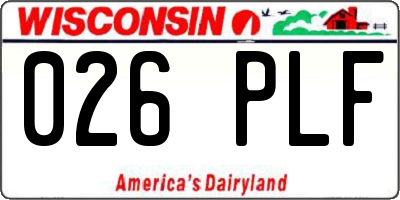 WI license plate 026PLF