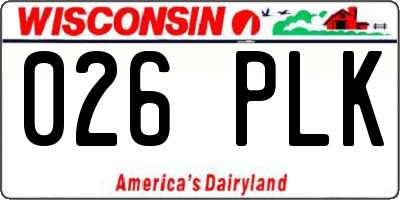 WI license plate 026PLK