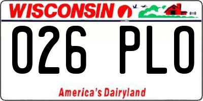 WI license plate 026PLO