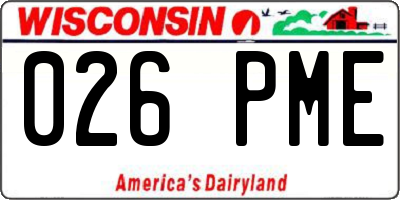 WI license plate 026PME