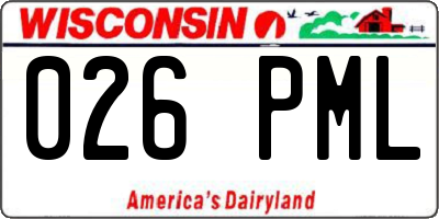 WI license plate 026PML