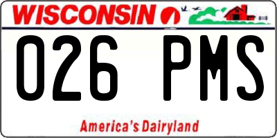 WI license plate 026PMS
